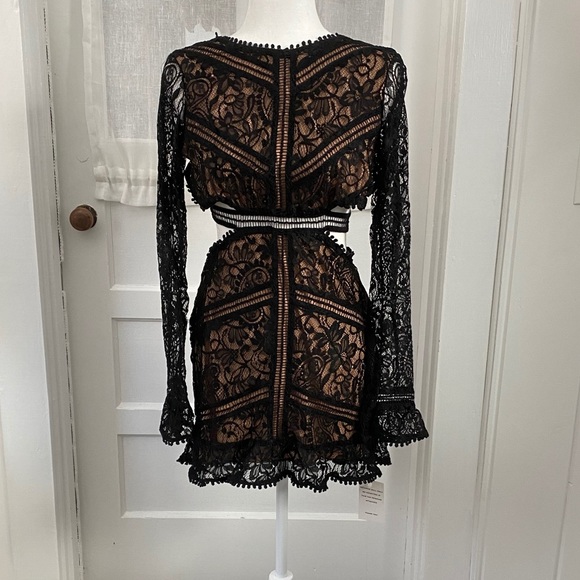 NWT For Love and Lemons Black Emorie Mini Dress - Picture 4 of 12
